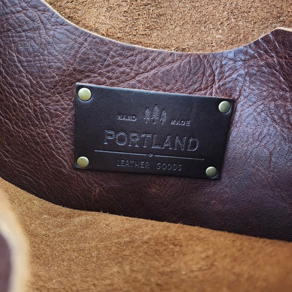 Portland Leather Goods Brown Pebbled Full Grain Leather Tote Bag Hobo 12×15 - Picture 4 of 12